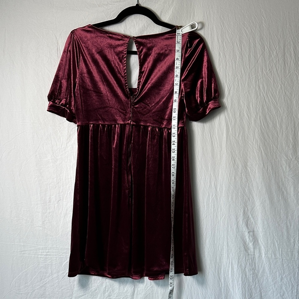 Miami Velvet Mini Dress in Rich Burgundy - Picture 4 of 6